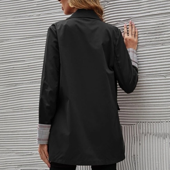 Chic classic plaid cuff button sleeve blazer - Picture 3 of 5